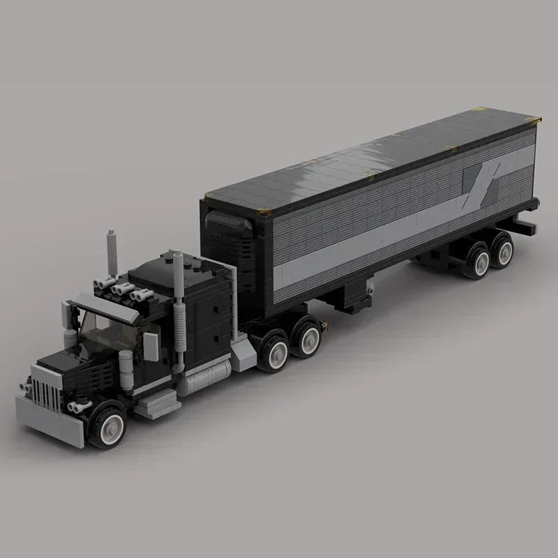 City Transport Vehicles Model Moc Building Bricks Truck With Trailer Technology Blocks Gifts Christmas Toys DIY Sets Assembly