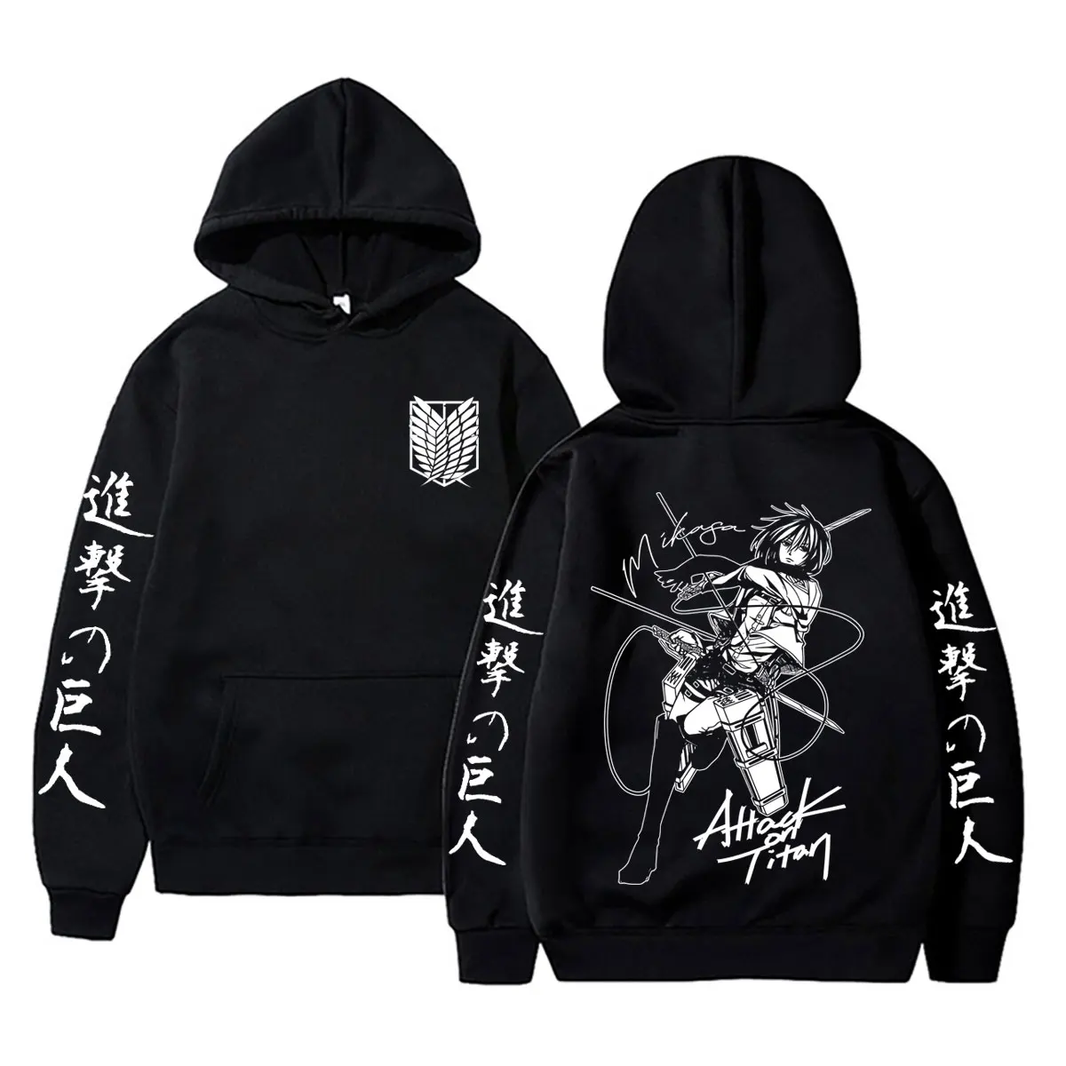 Anime Attack on Titan Mikasa Ackerman Graphic Hoodie Men Women Cartoon Manga Merch Sweatshirt Unisex Cosplay Pullover Hoodies