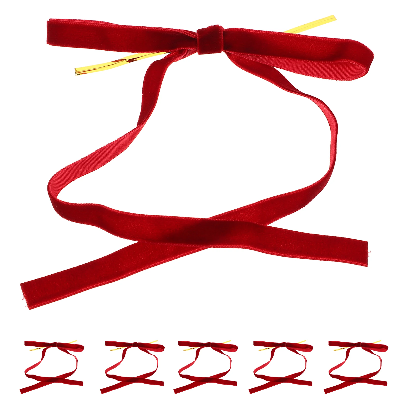 

24 Pcs Bow Pendant Vintage Decor Party Decorations Red Flocking Christmas Decorative
