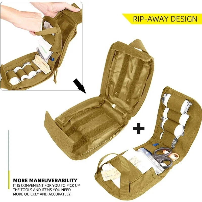Tactical Molle First Aid Kit Survival Bag Emergency Pouch Outdoor Travel Waist Pack Camping Hunting Bag Equipment