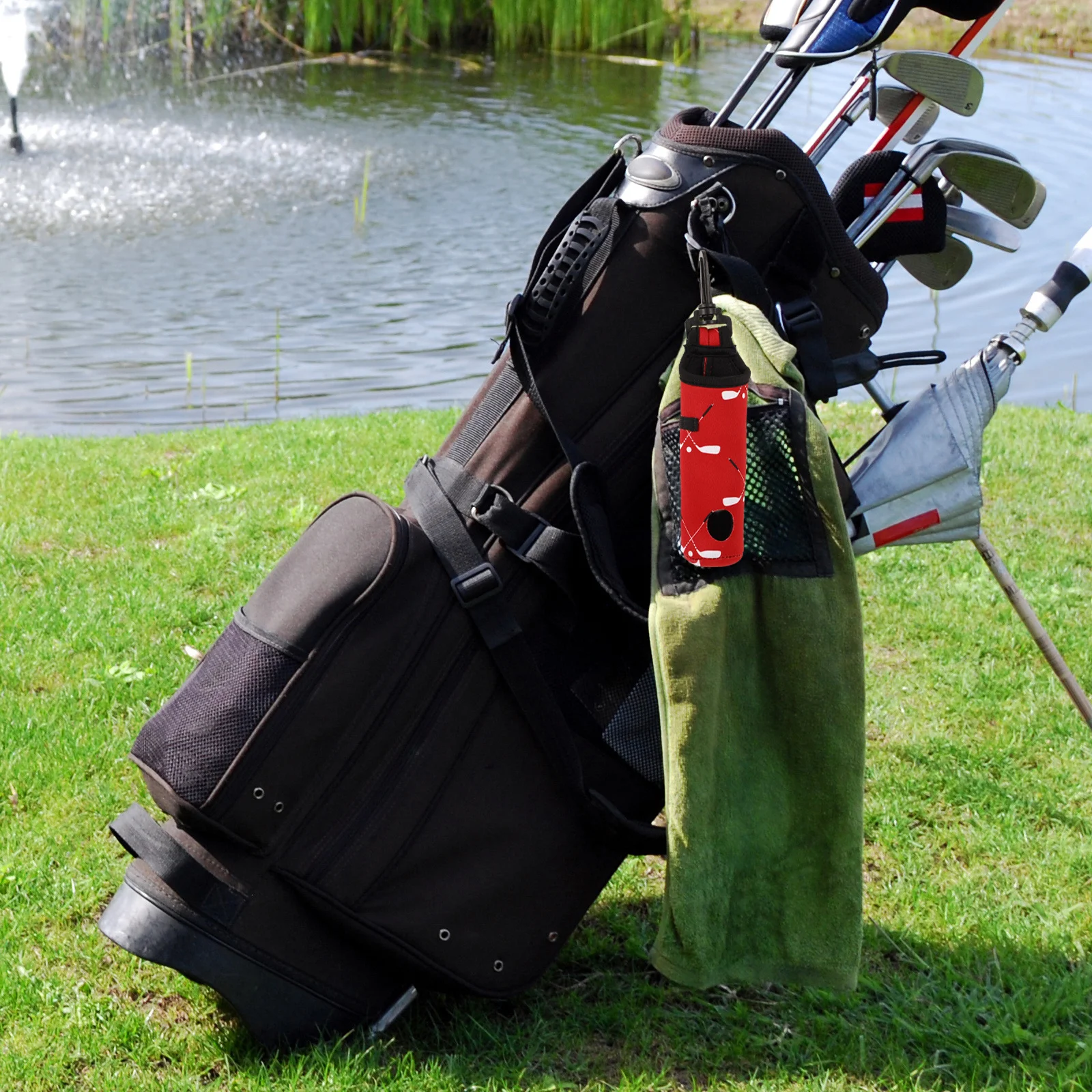 Golf Ball Bag Neoprene Material Wear Resistant Portable Storage Pouch Easy to Clean Hanging Ring for Waist and Pole