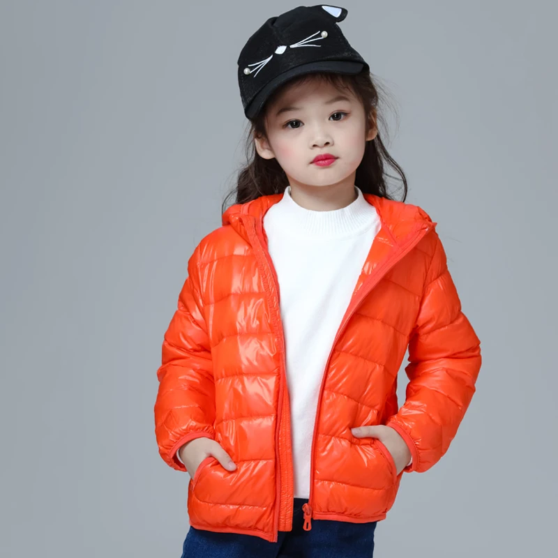 0-10℃ Boys Down Jacket Children Winter Coat Kids Ultra Light Puffy Jackets for Girls Portable Hooded Down Coats for Teenagers