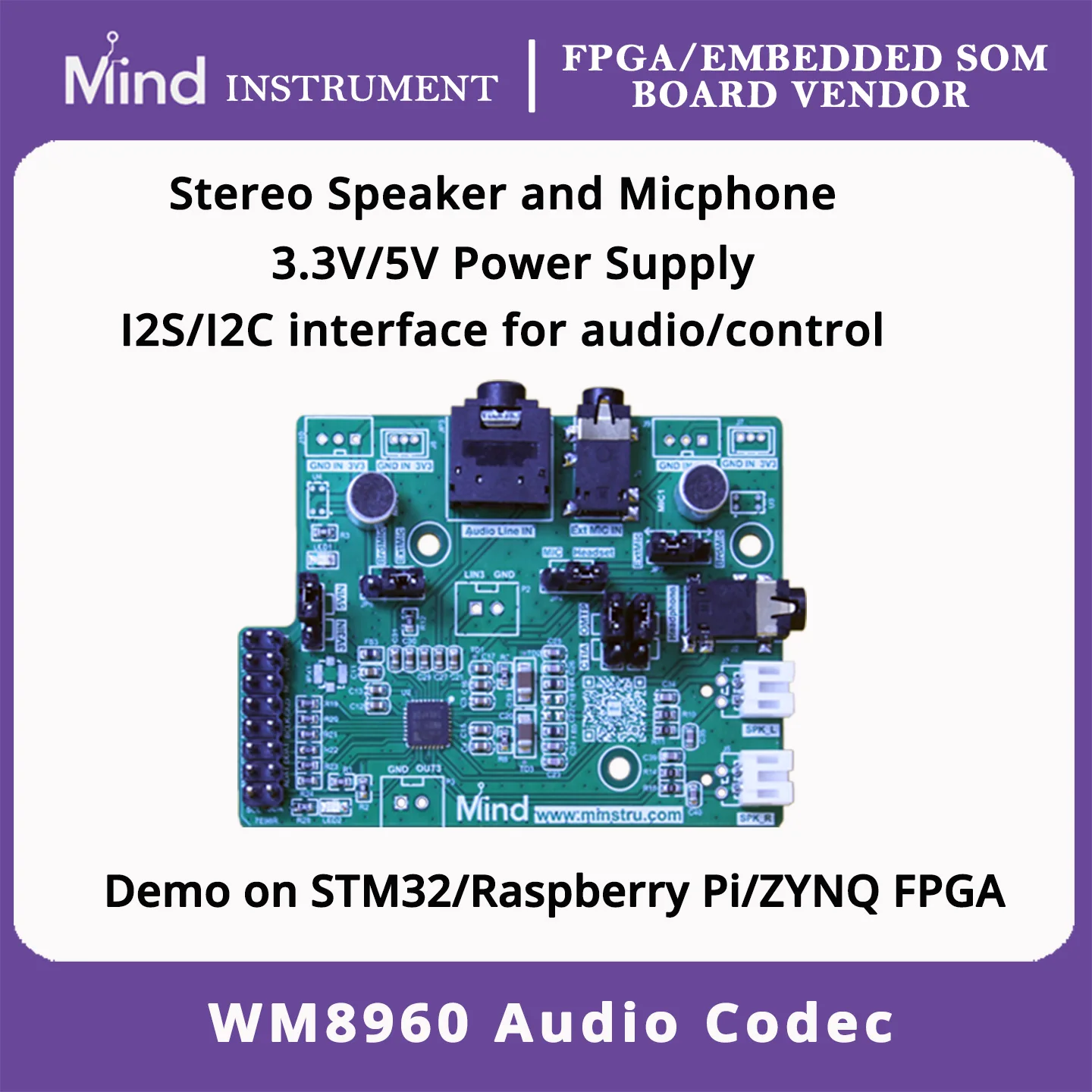 

Wm8960 Audio Codec Module I2S Interface Stereo Microphone Stereo Speaker Playback Stm32 Raspberry Pi