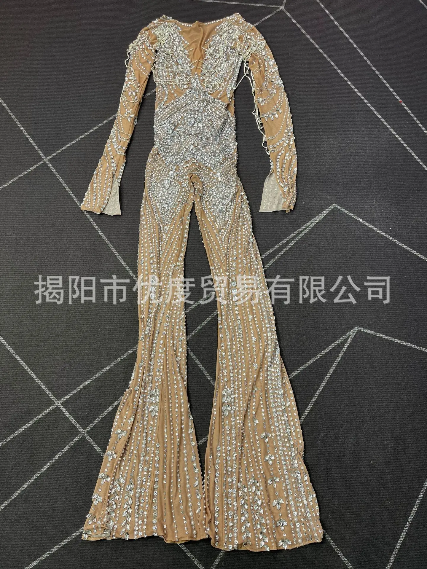 2026 الصناعة الثقيلة حجر الراين متوهج السراويل مثير منظور شبكة الماس سلسلة الأداء دعوى مرحلة الأداء فستان بذلة #6