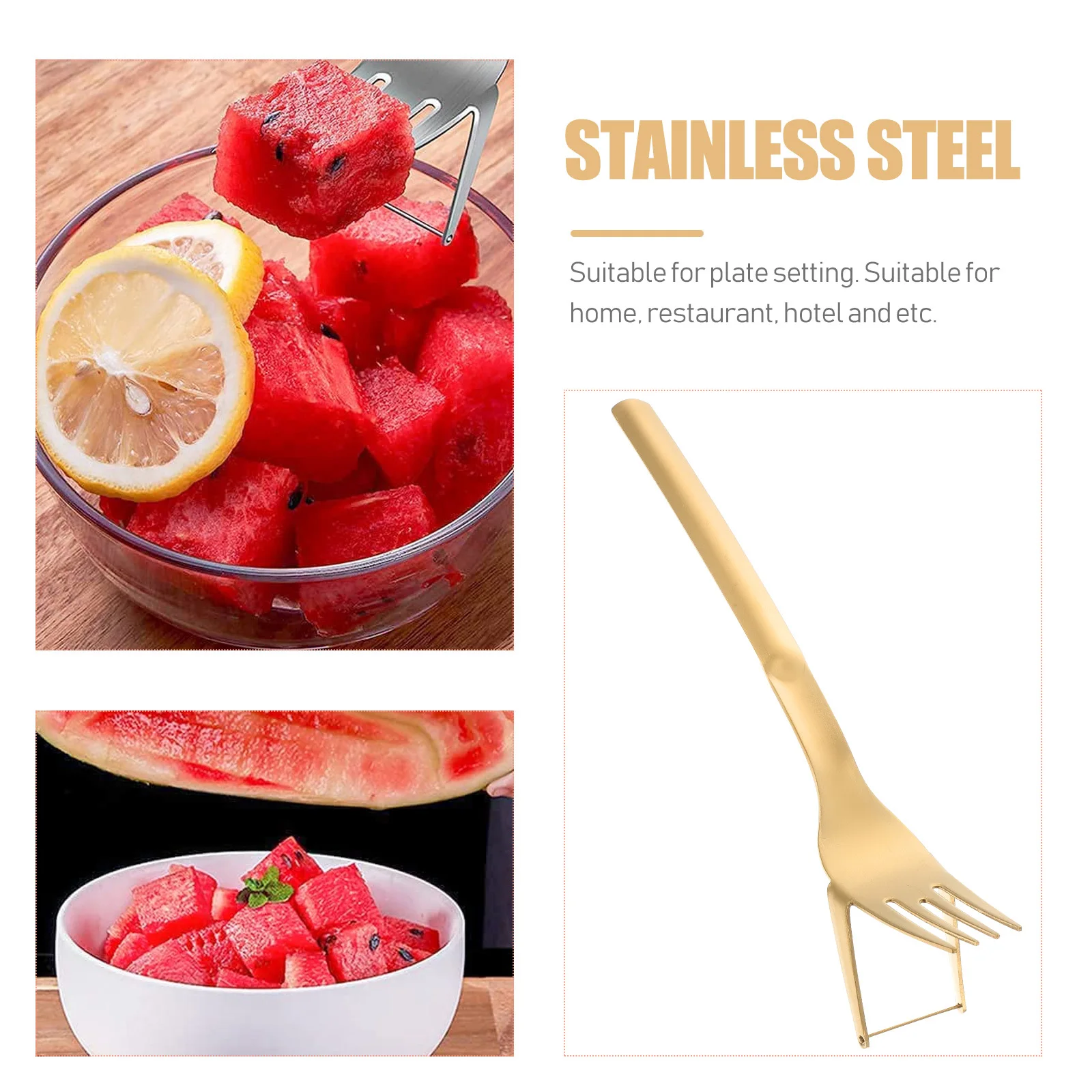 

Multipurpose Metal Watermelon Cutter with Dual Function Fork Design Wear Resistant Rust Proof Kitchen Gadget for