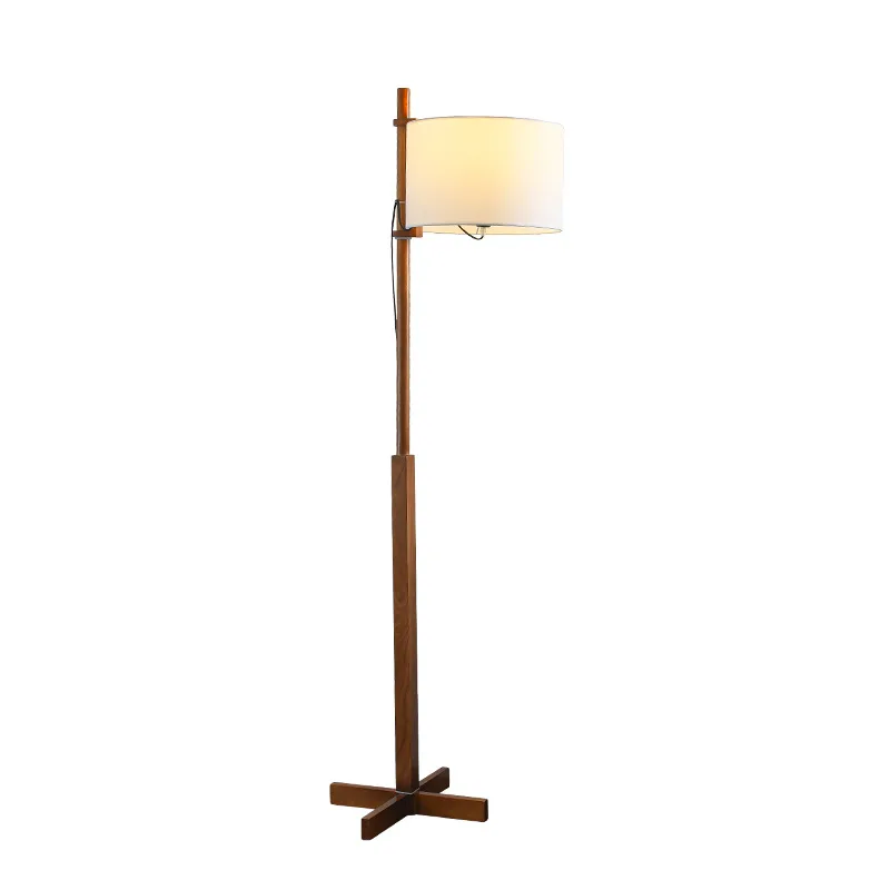 Nordic Wabi Sabi Solid Wood Fabric Shade Led Floor Lamp Living Room Bedroom Bedside Lamp Home Decor Sofa Corner Standing Light