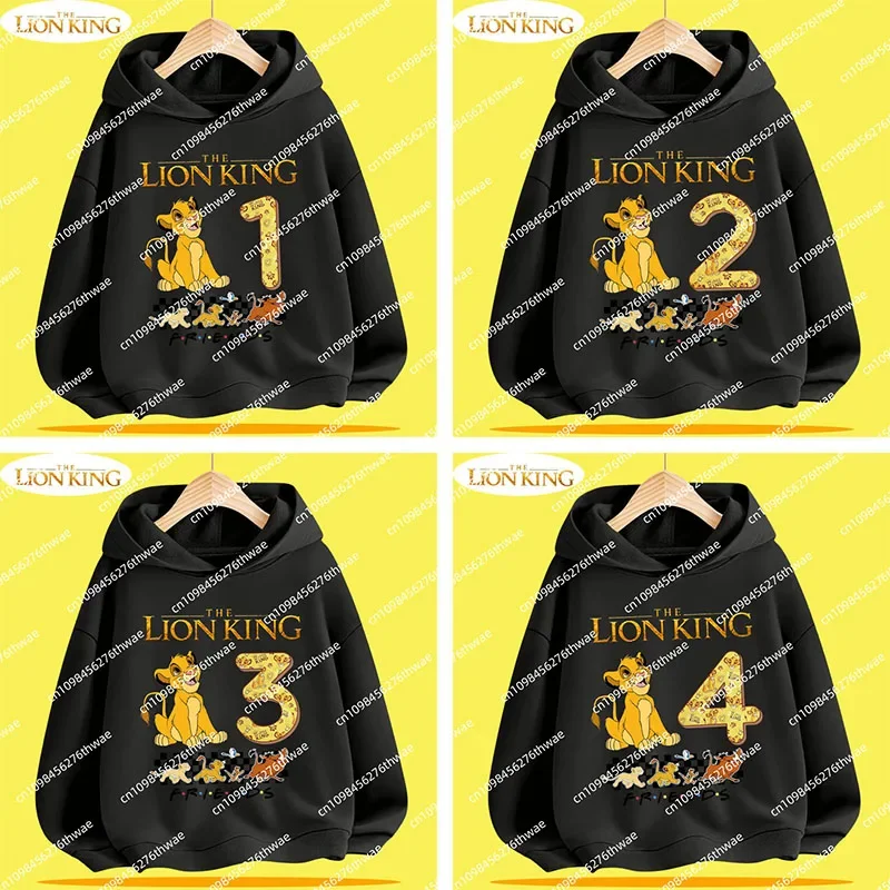 

2025 The Lion King 1-12 Years Old Children Hooded Sweatshirt - Disney Series Cartoon Print Sports Boys' and Girls' Casual Shirt