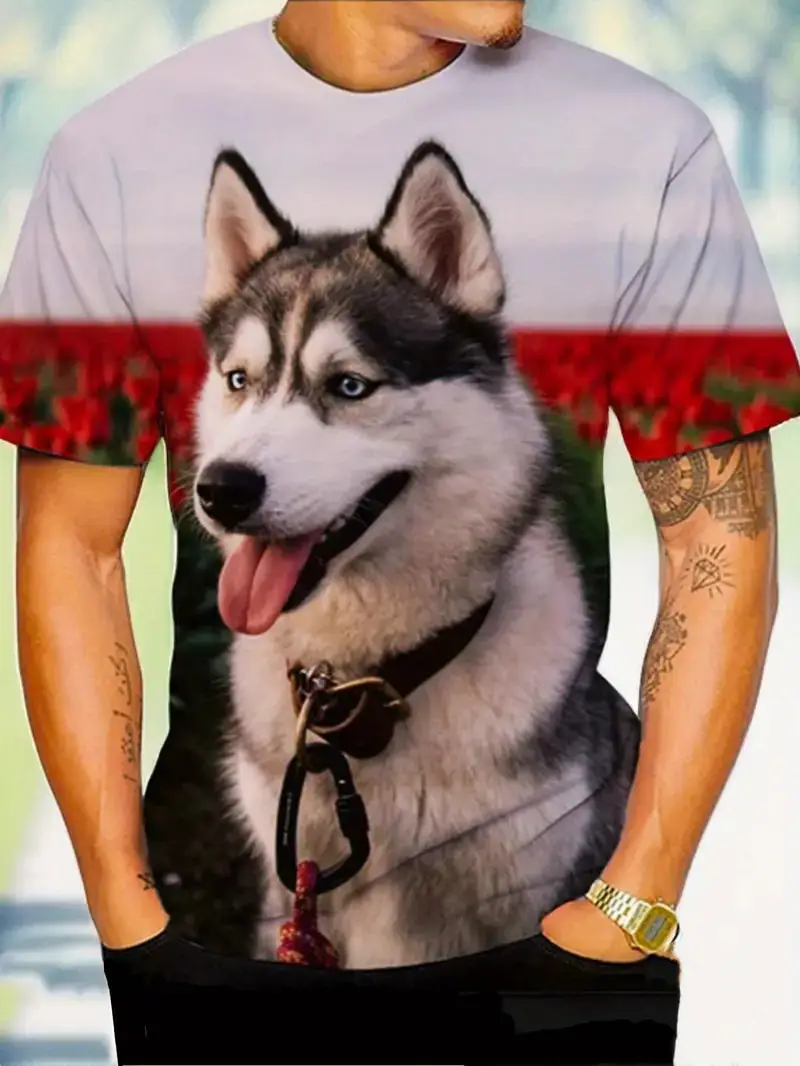 Little Siberian Husky Pattern 3D Pet Dog Print T-shirt For Men/Women Trend Personality Top Oversized Short sleeve Streetwear Tee