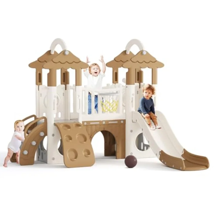 

Детская горка 9 в 1: игровой комплекс «Джунгли» для малышей от 1 года, уличная игровая площадка для двора с скалодромом G