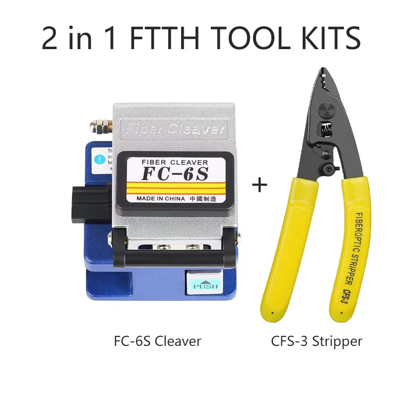 FTTH 광섬유 도구 키트, FC-6S 클리버 CFS-3 스트리퍼, FTTH 냉간 연결 광섬유 케이블 절단 나이프 도구, 2 in 1