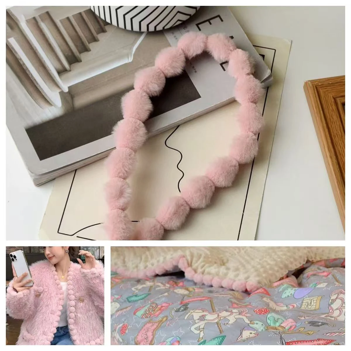 3cm Faux Rabbit Fur Pom Ball L - огляд і ціна Fringe Ribbon Sewing