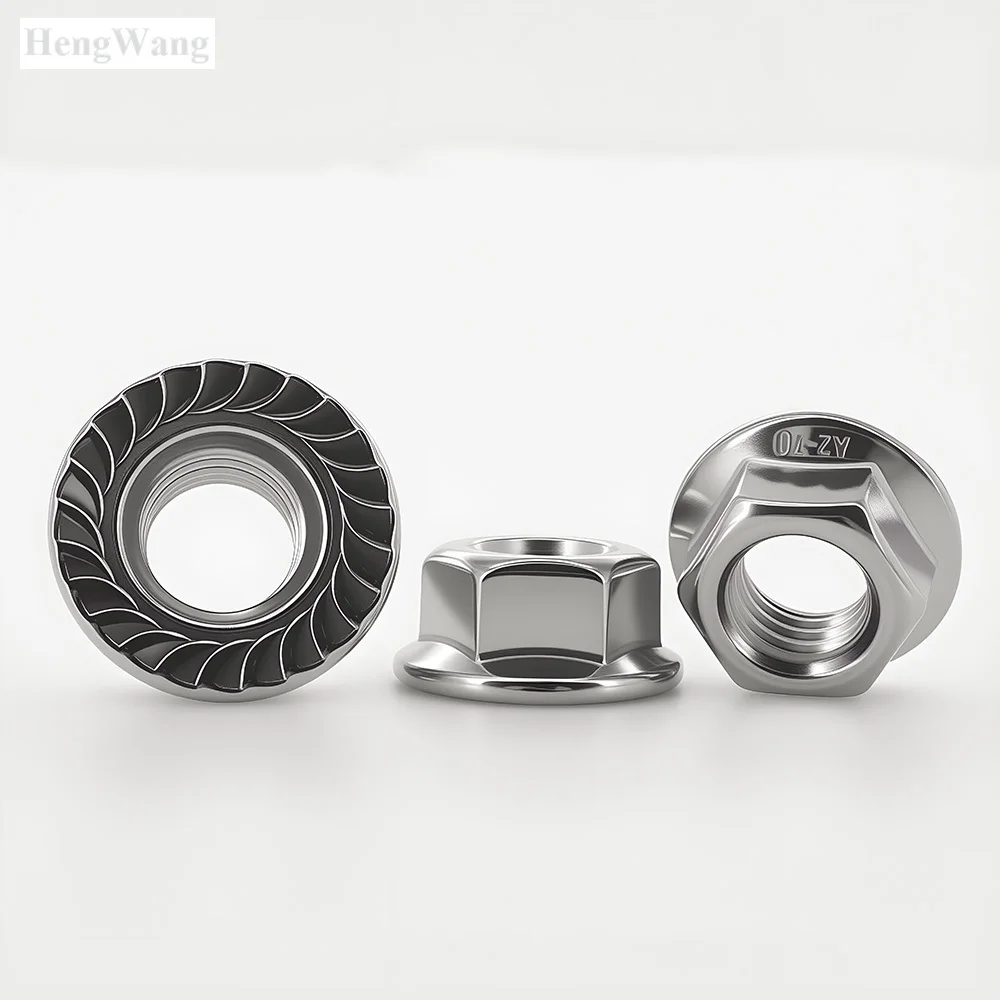 DIN6923 Hexagon Flange Nut M3 M4 M5 M6 M8 M10 M12 M14 M16 M20 Serrated Spinlock Flange Nuts 304 Stainless Steel Lock Nut