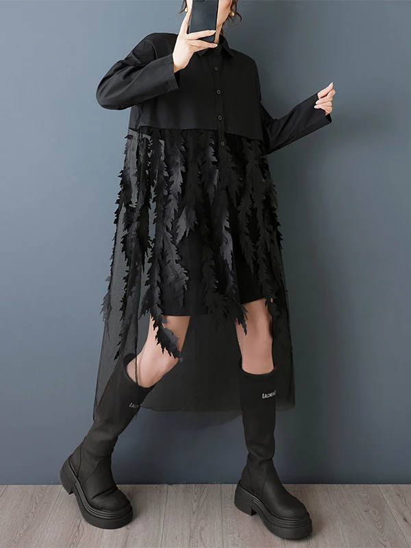 Casual Long Sve Printed Me Splice Dr irt Women's Loose Waist Princ Skirt Sle A-Line Dr Spring New Arrival