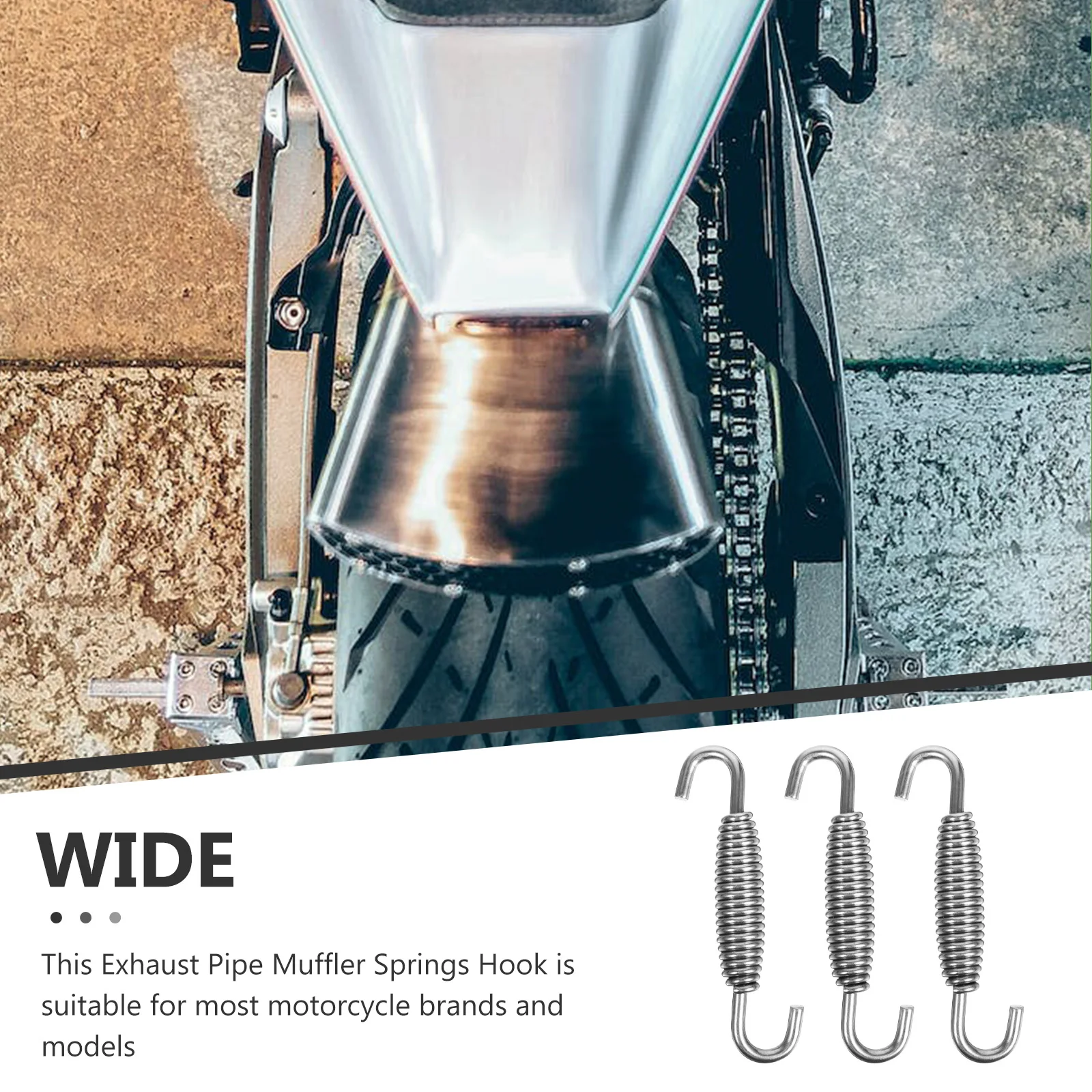 

3pcs 55Mm Pipe Spring Hook Stainless Steel Muffler Swivel For Motorcycle Exhaust System Durable Exhaust Pipe Muffler Springs