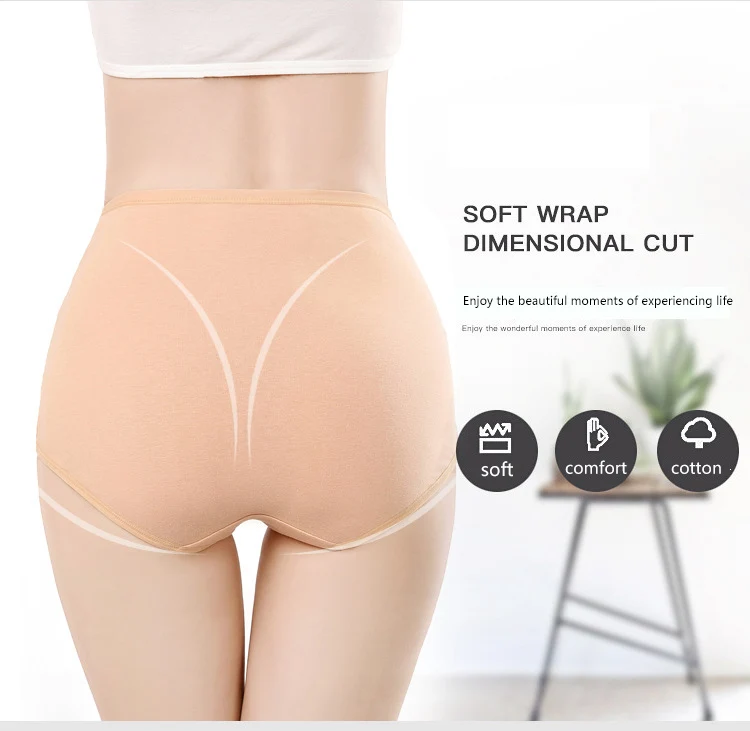 Plus size cotton women's briefs Belly lift hip lift high waist high waist triangle panties Inner grade graphene underwear