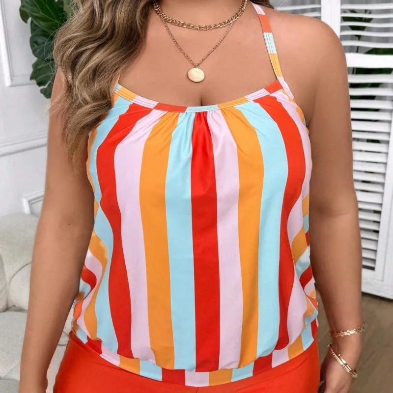 2026 مطبوعة Tankini قطعتين ملابس السباحة النساء زائد حجم كبير ملابس السباحة الإناث الاستحمام السباحة لباس سباحة بحر 4XL #3