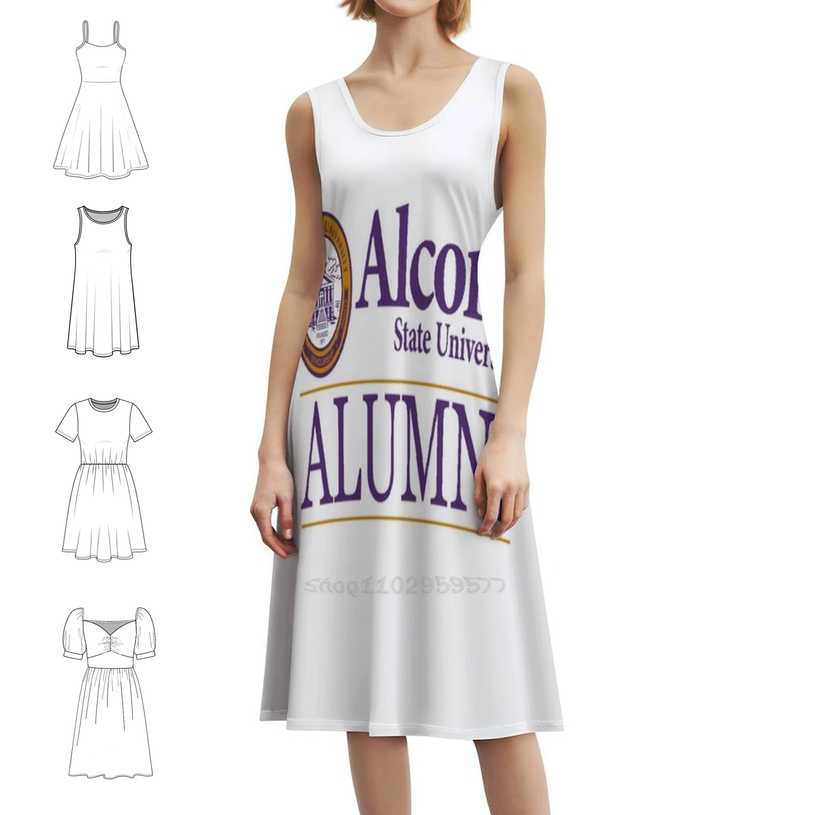 فستان بوهيمي بوهيمي بدون أكمام من Alcorn State متعدد المطبوعات لحفلات العطلات على الشاطئ فستان Alcorn State University Asu Alcorn ملابس نسائية