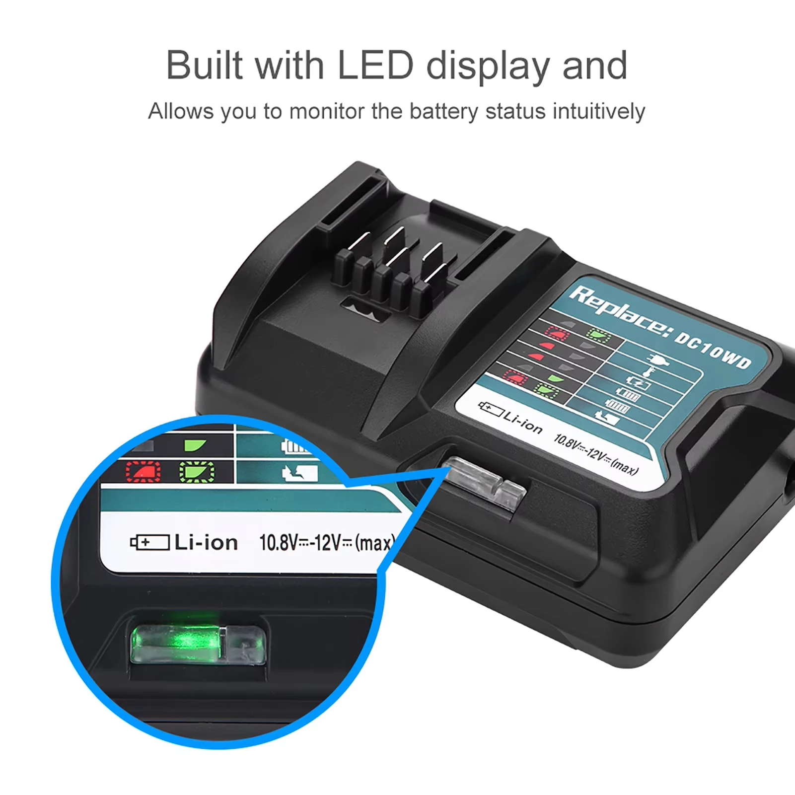 1pc Battery Charger for Makita 10.8V 12V DC10WD BL1021B BL1041B BL1016  LED Light Charger New