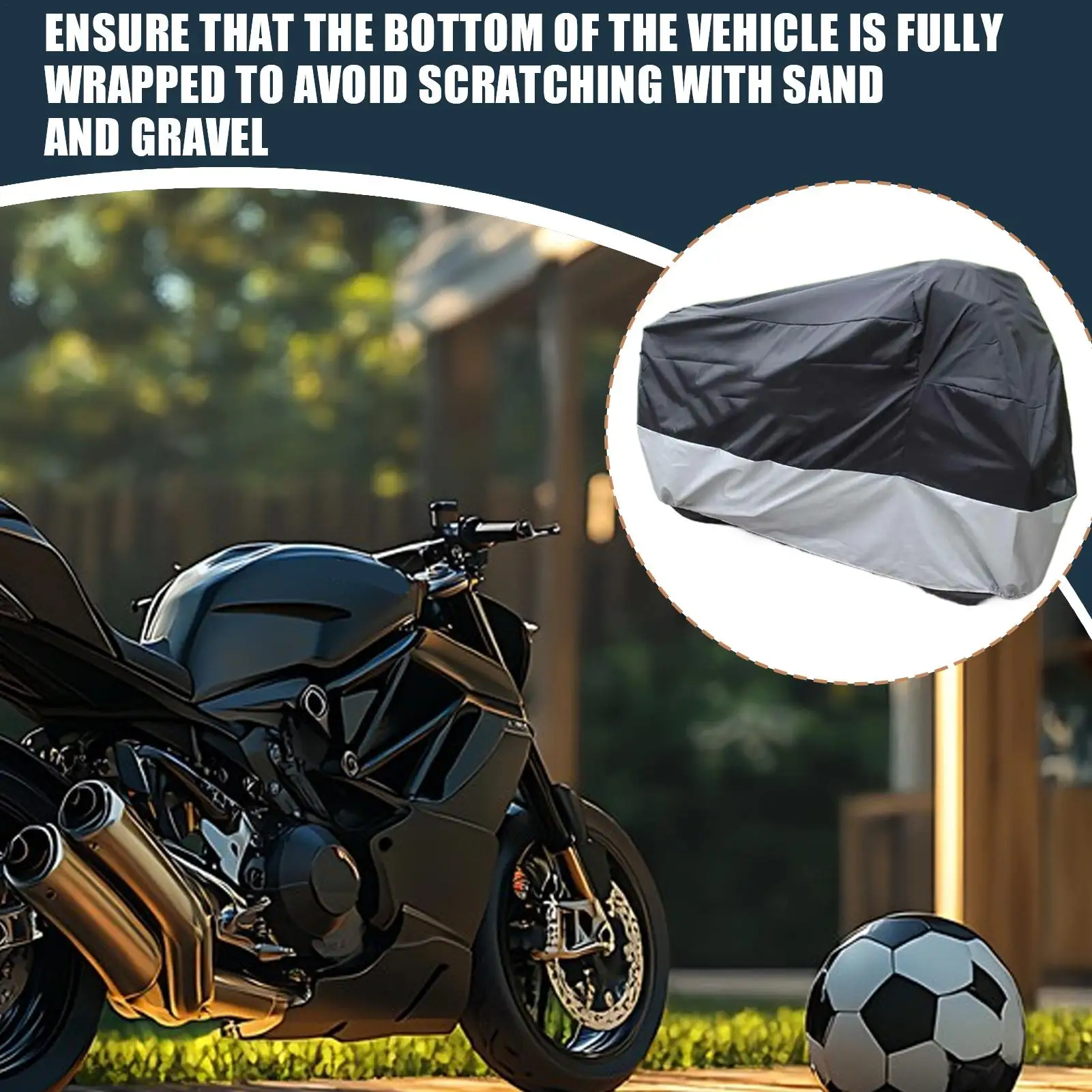 

Motorcycle Cover Waterproof Bike Cover Outdoor Storage All Season Windproof Storage Protector with Lock-Holes for Garage Parking