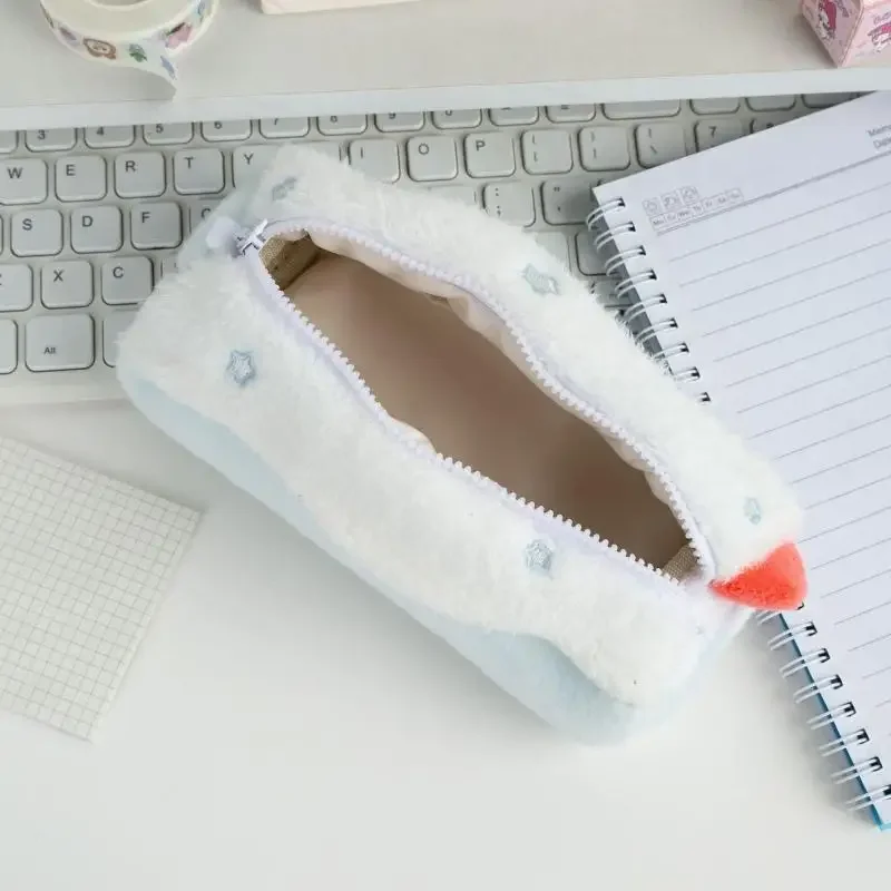 Cute Cream Swiss Roll Plush Pencil Case Large Capacity School Student Stationery Storage Bag