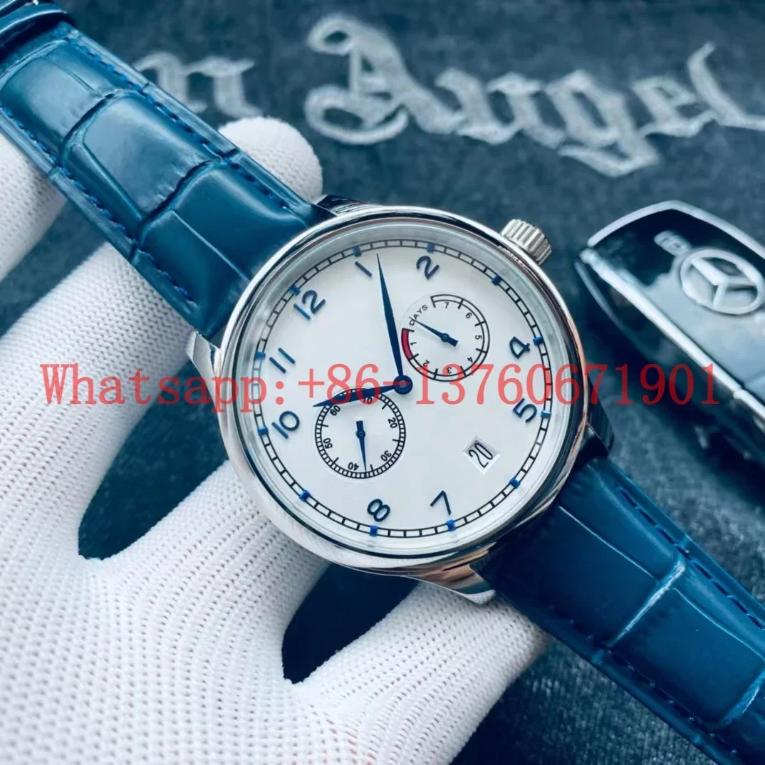 Luxury New Mens Mechanical Watch Automatic Watches Stainless Steel Black Blue Leather Fashion Wristwatch With Date