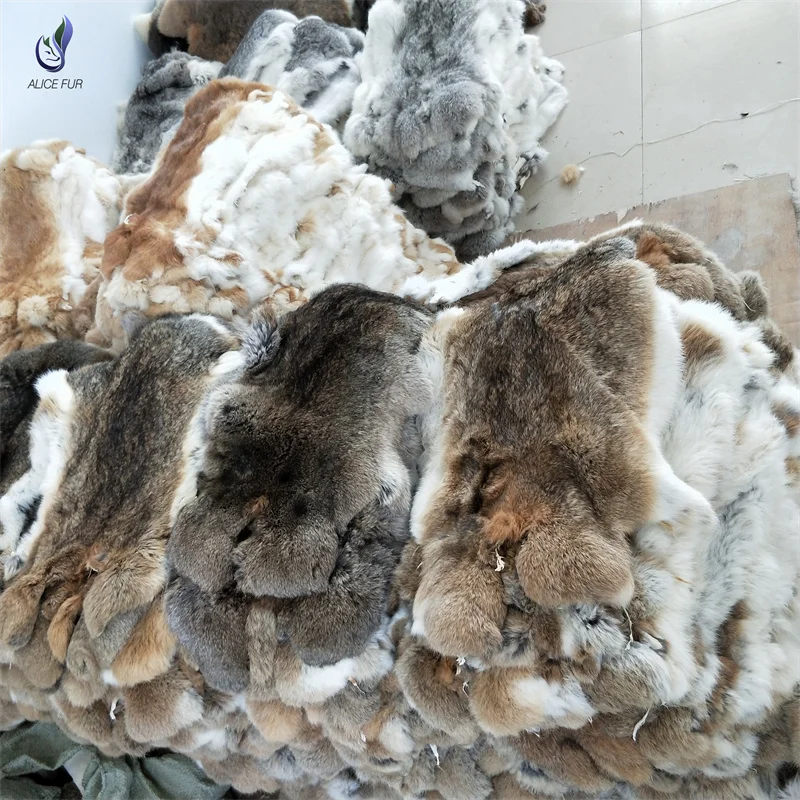 ALICEFUR Wholesale supply rabbit pelt real natural rabbit fur skin for sale