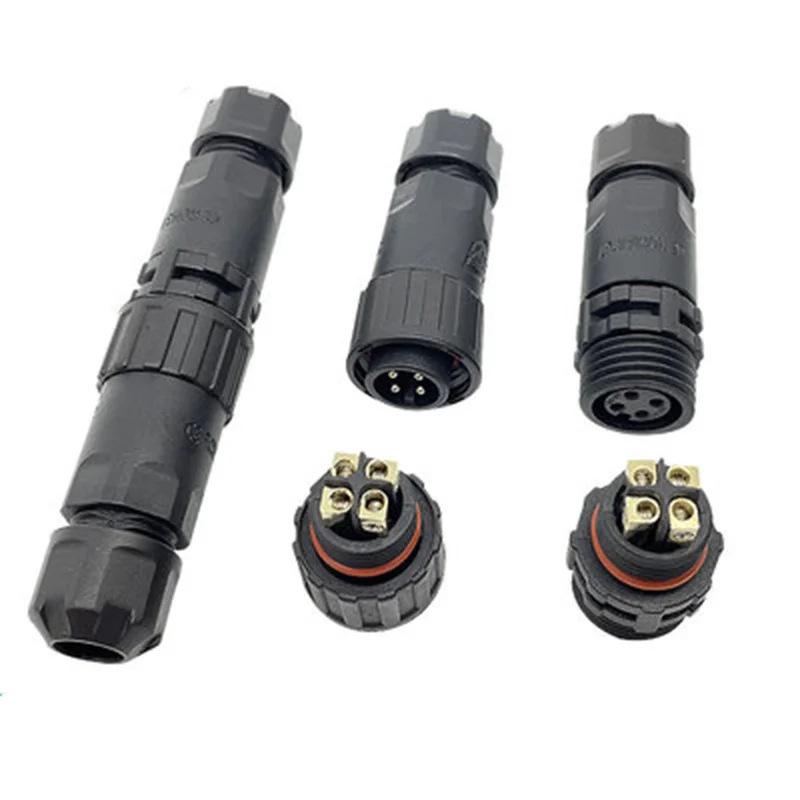 IP68 Waterproof Wire Connector Electrical Cable 2 3 4P Outdoor Plug Socket Waterproof Straight Connector Quick Screw Connection