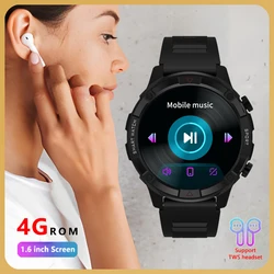 4G ROM Storage Smartwatch Support TWS Earphones 1.6-inch HD Bluetooth Call Outdoor Sports Fitness Monitor Weather Smart Watch