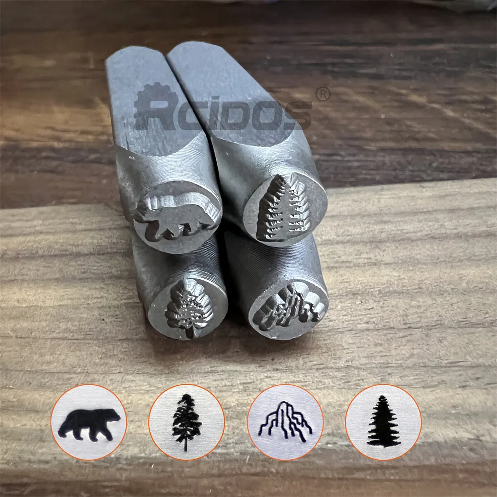 RCIDOS 8mm Mountain range/Cedar Tree Bear Design Metal Jewelry Stamps,DIY Bracelet Marks Die Mold,1PCS price