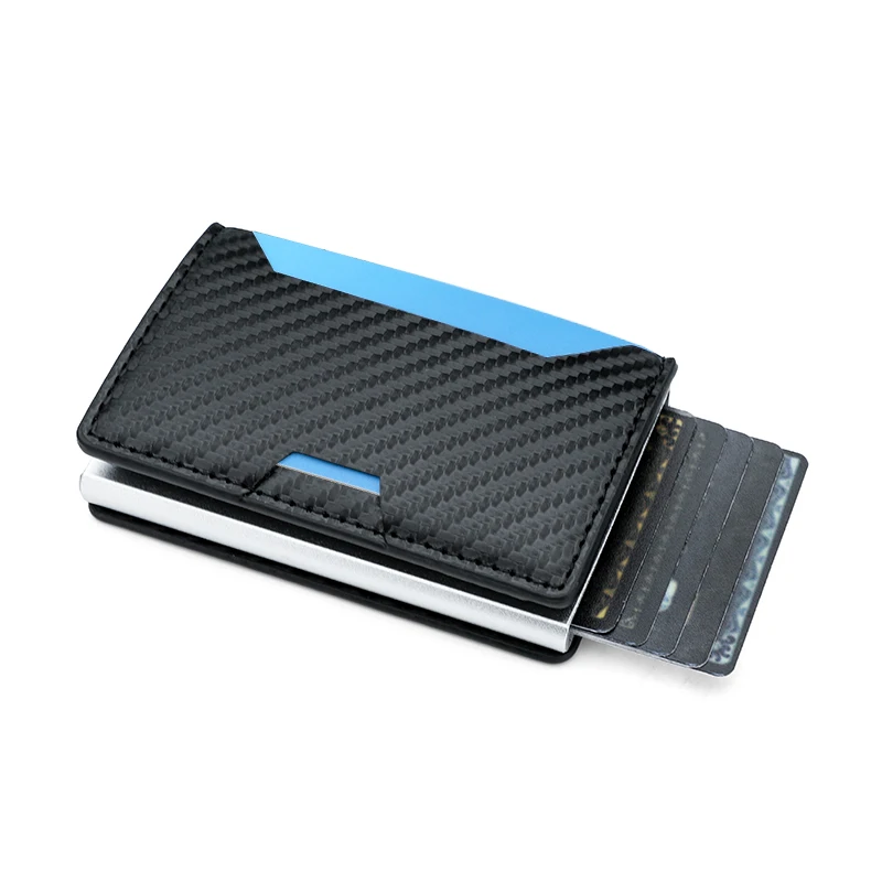 Rfid Aluminum Men Wallet Card Holders Purse Carbon Fiber Men Business Slim Thin Smart Wallet Credit Cardholder Case Note Holder
