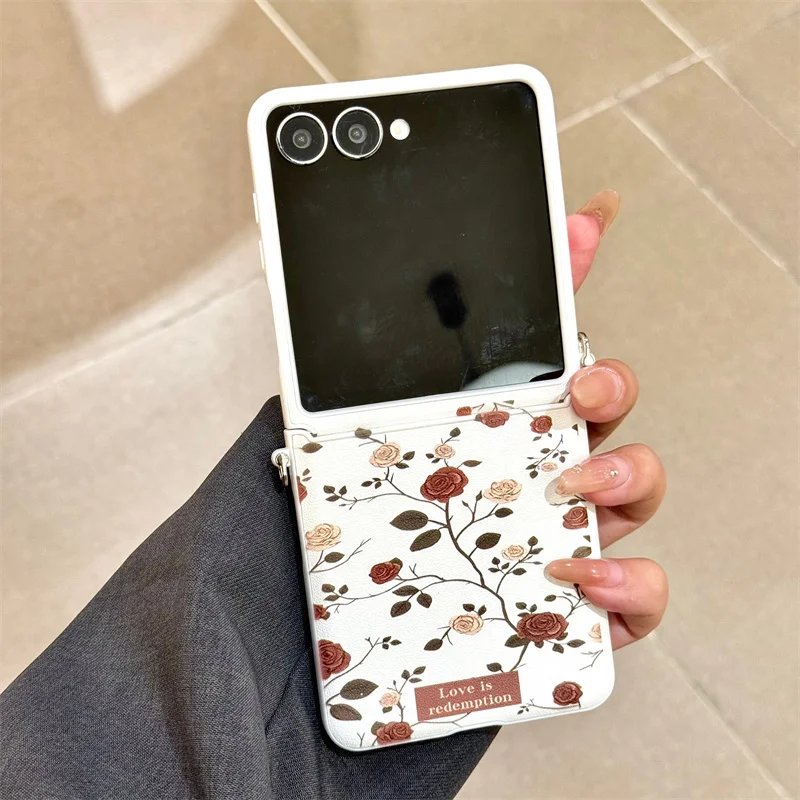 Ins زهرة نمط اللؤلؤ سوار حالة الهاتف لسامسونج غالاكسي Z فليب 7 FE 6 5 4 3 غطاء مقاوم للصدمات #5