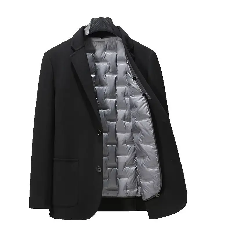 High-Quality Fashionable Autumn Winter Wool Double-Faced Men's Jacket with Detachable down Inner Vest Short Suit Woolen Coat