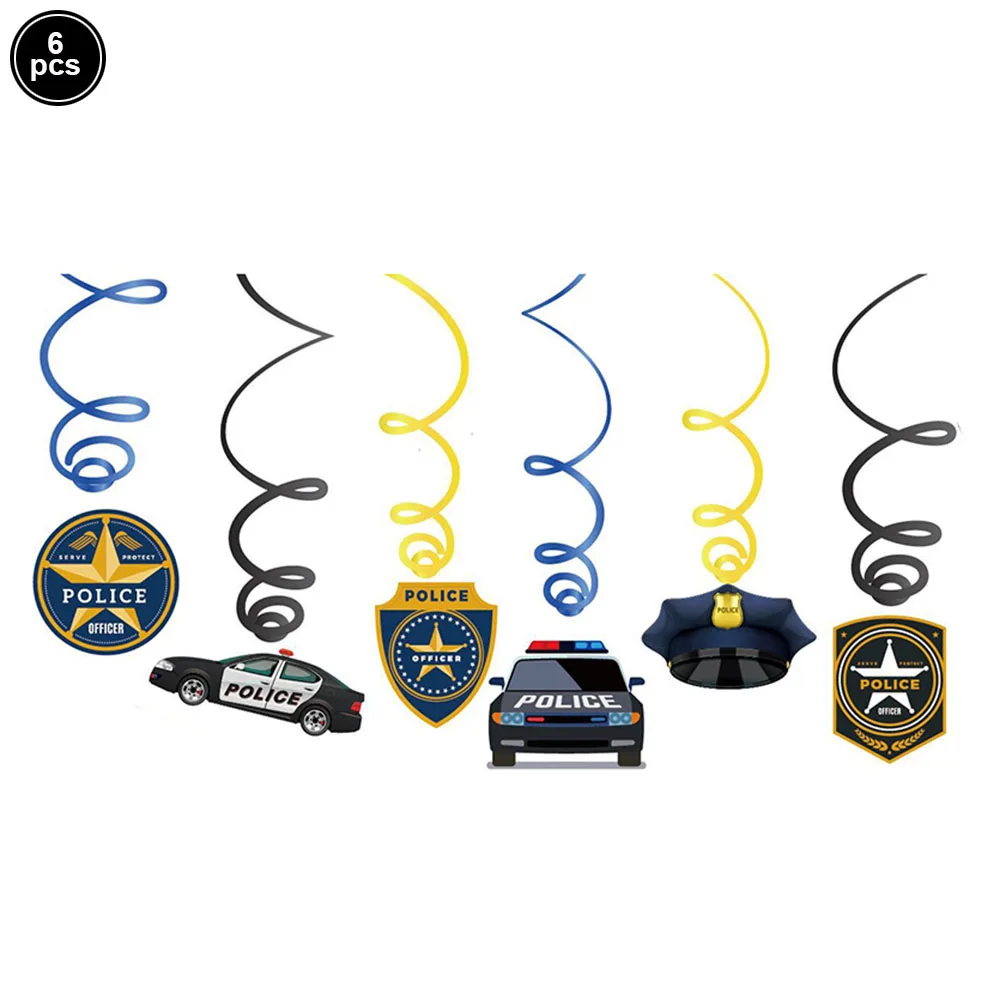 Police Birthday Party Decorations Spirals Police Latex Balloons Police Car Foil Balloons  Police Cake Topper for  Birthday