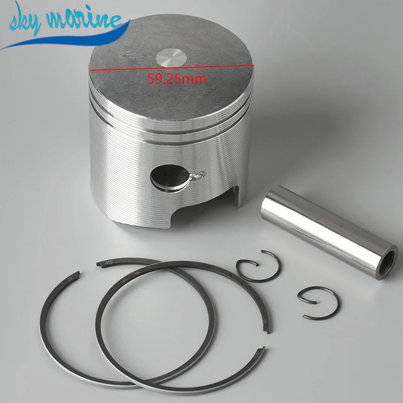 

12110-93130-025 Piston Kit with Rings for Suzuki Outboard 2-stroke DT9.9 DT15 Diameter:59.25mm 12110-93120 Boat accessories