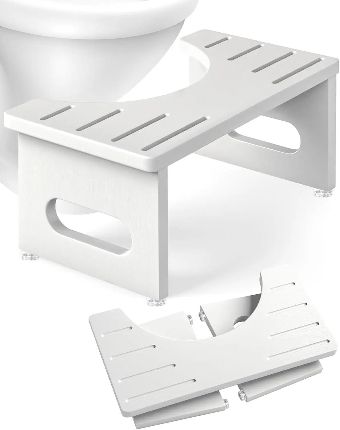 

Foldable Bamboo Toilet Stool, 7.5" Collapsible Squat Stool for Adults, Non-Slip Bathroom Step Stool