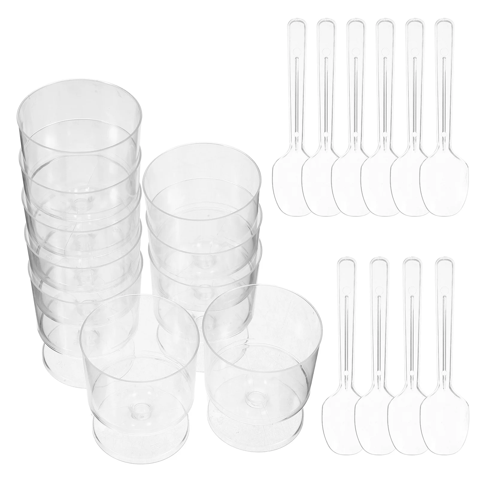 

10Sets Dessert Cups with Spoons Clear Mini Parfaits Multi-Function Small Portable Pudding Mousse Cups Party Supplies