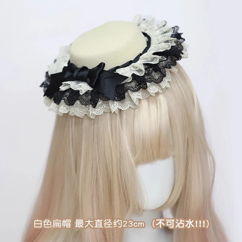 Japanse Lolita originele handgemaakte strik haaraccessoires Doll Sense CLA meerlaagse kant geplooide kanten platte hoed hoge hoed voor vrouwen