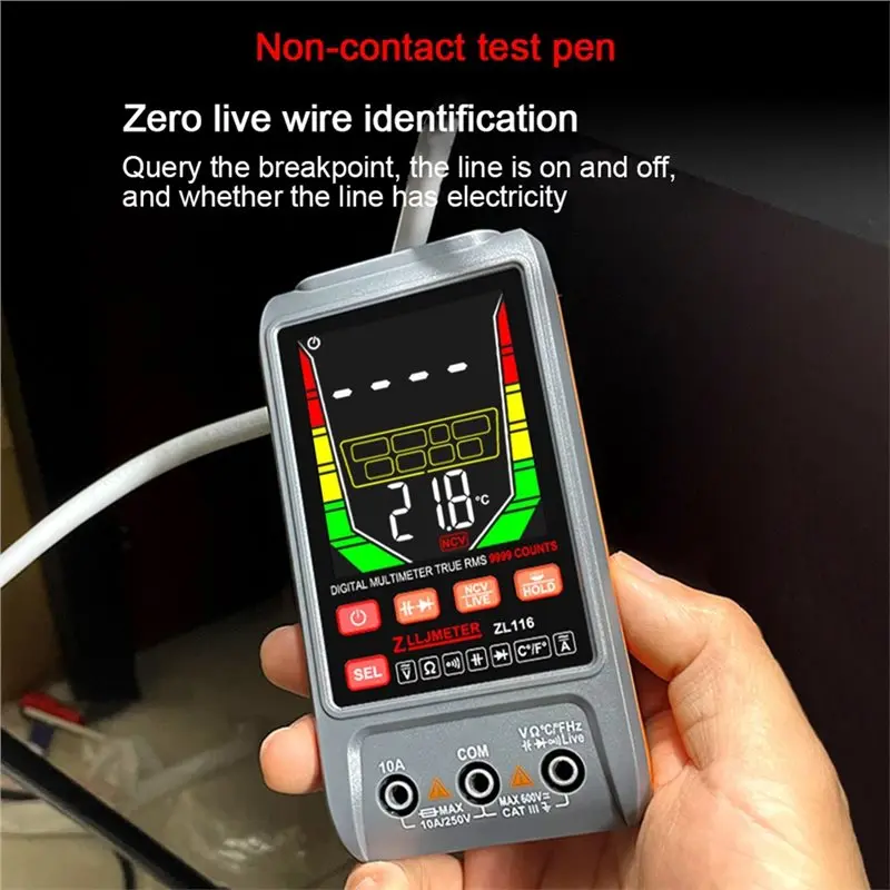 BMBY-USB Charge Digital Multimetro Counts True RMS Smart Auto Range Test Tester AC DC Voltage Capacitance Temp Diode Ohm Hz