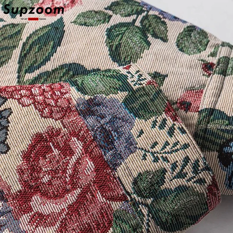 Supzoom 2023 New Arrival Top Fashion Turn-down Collar Edition Printed Design Flowers Casual Comfortable Lapel Jacket Men Coat