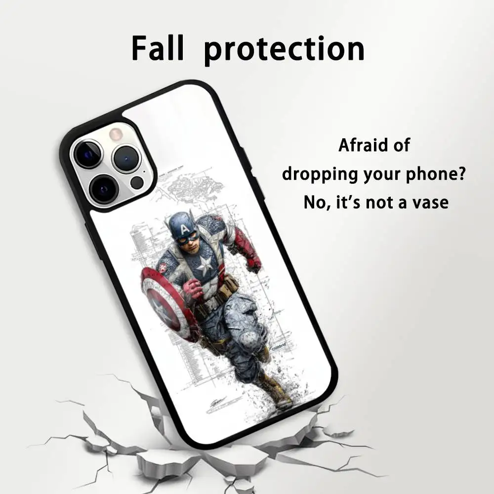 Чехол для телефона «Капитан Америка» Sketch Hero для iPhone 16, 15, 14, 13, 12, 11 Pro Max Plus Mini Plus, жесткая зеркальная поверхность, защита Funda