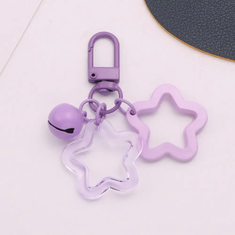 Gradient/Solid Color Star Charm Keychain Cute Pendant Car Keyring Backpack Decoration Fashion Bag Charm Jewelry Gift