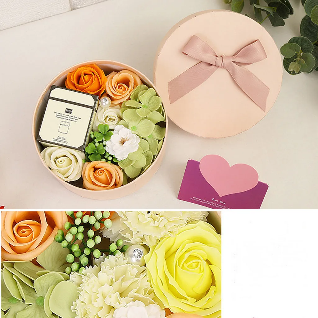 Valentine\'s Day DIY Soap Flower Candle Gift Rose Box Bouquet Wedding Family Gift