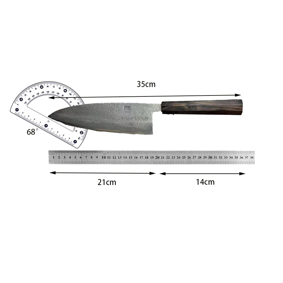 8.3 Inch Deba Knife Double-edged Blade Damascus Steel Wood Handle Sharp Slicing Sushi Cleaver Sashimi Japanese Kitchen Knife