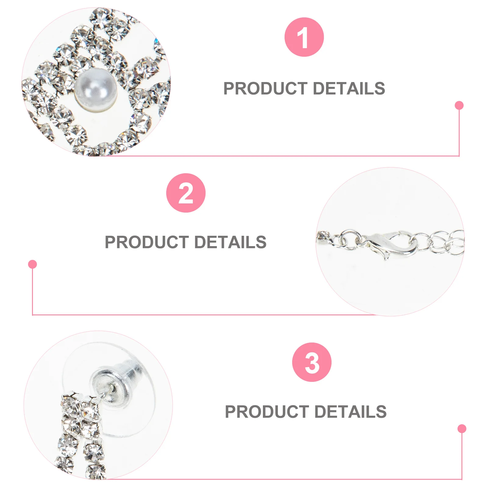 

1Set Rhinestone Pearl Necklace Earrings Set Bridal Wedding Party Jewelry Elegant Fashion Accessories Rhinestone Necklace