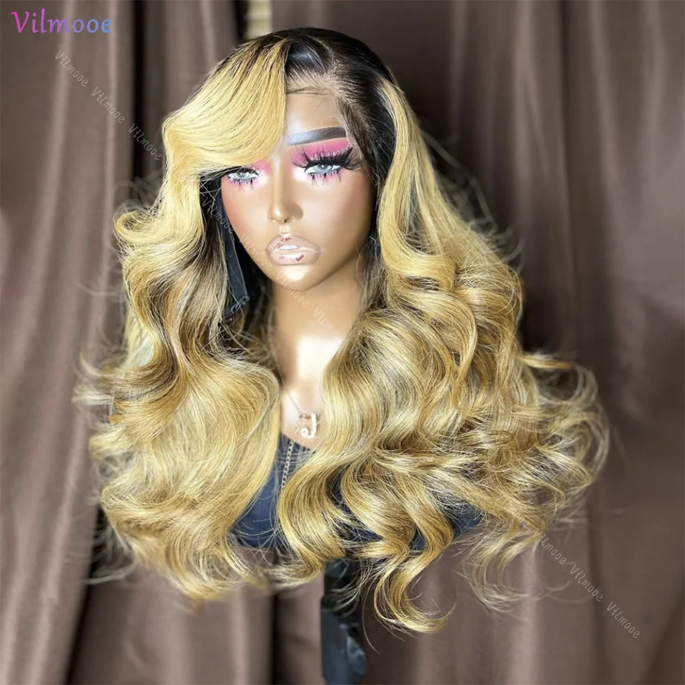 

Ombre Honey Blonde Scalp Cap Lace Front Wigs Body Wave Human hair Glueless Silk Base Lace Closure Wigs For Women prePlucked