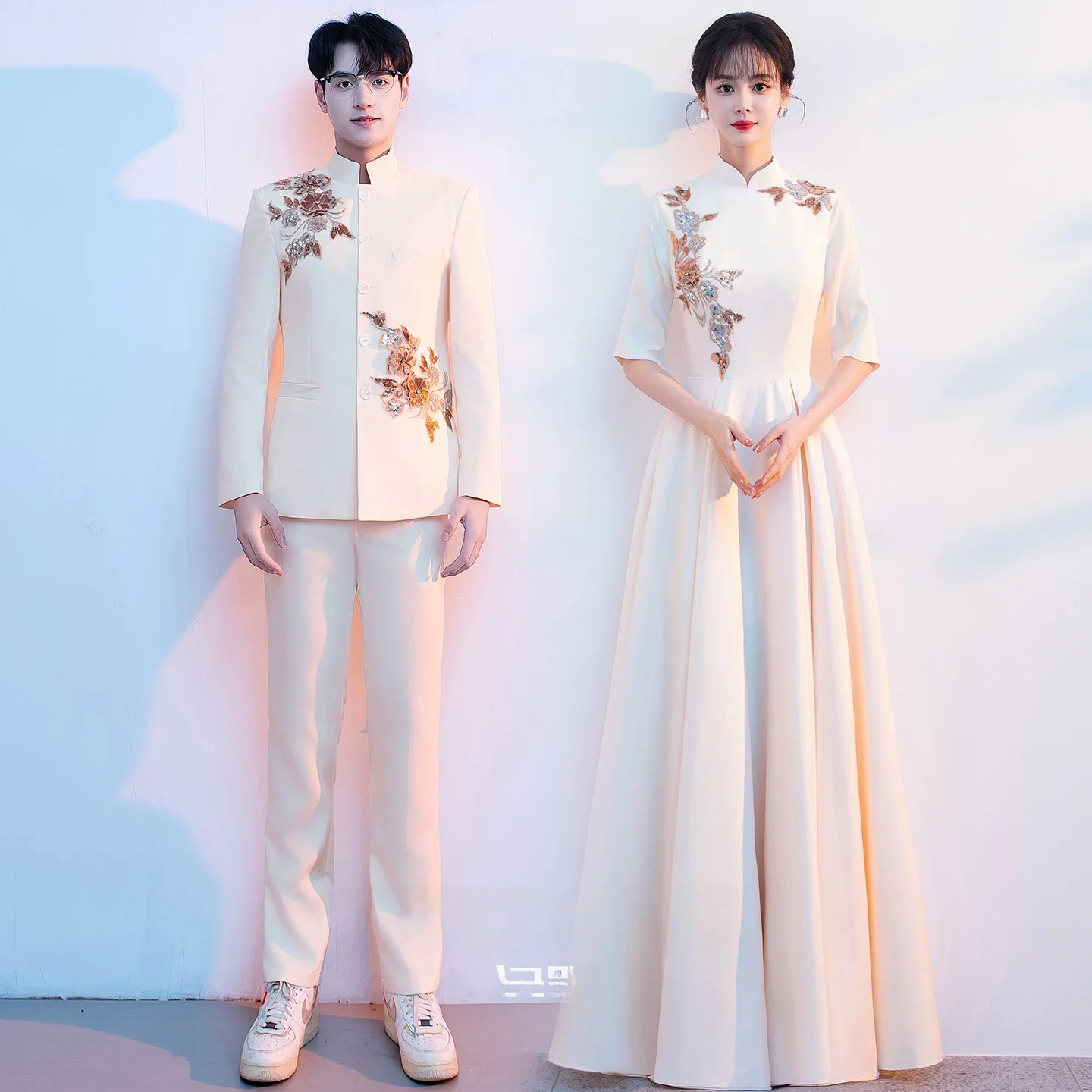 

Вечернее платье цвета шампань для женщин, элитный сценический костюм для выступлений, хоровых выступлений, свадеб, наряд для свиданий и ежегодных мероприятий