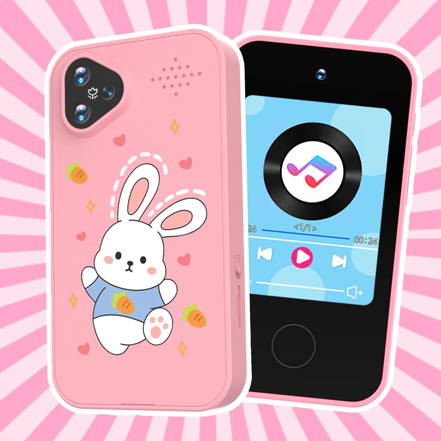 هاتف ذكي للأطفال، كاميرا مزدوجة، شاشة لمس 2.8 بوصة، شاشة IPS 720P، بطارية، شحن USB-C، مناسبة للأطفال 4+