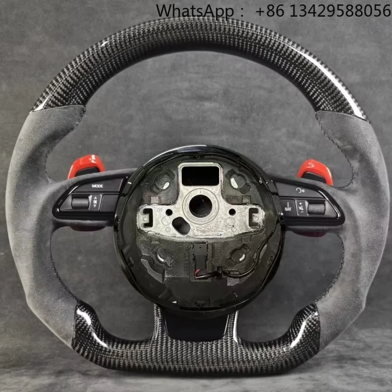 Custom Start Buttons Carbon Fiber Leather Steering Wheel for Audi B8 S4 A3 A5 A6 A6L A4 Q7 TT RS4 RS5 A4L C8 Q5 S5 B9 Upgraded