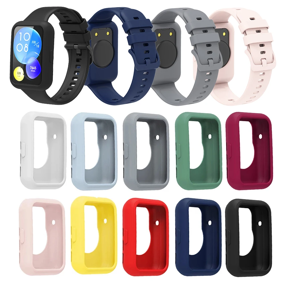Silicone Strap+Protective Case For Huawei Watch Fit 2 Fit2 Replacement Watch Band