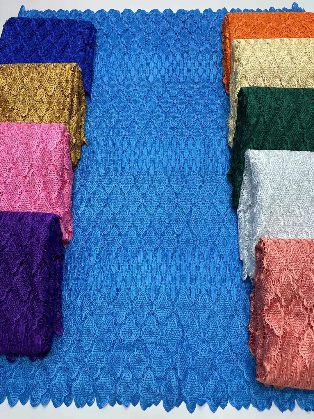 5Yards African Lace Fabric 2024 High Quality 100%Cotton Swiss Voile Lace With Sequins Nigerian 3D Cord Lace Fabric